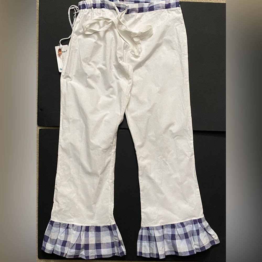 Bottoms up Women's fancy Stylish pants sky plaid pleated hem size M, 100% cotton